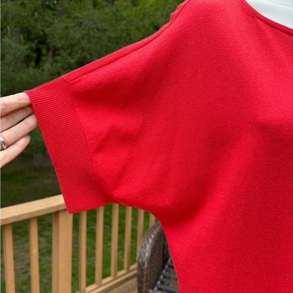 Michael Kors Women's Short Sleeve Red Top Size Large Gold logo detail - Picture 4 of 8